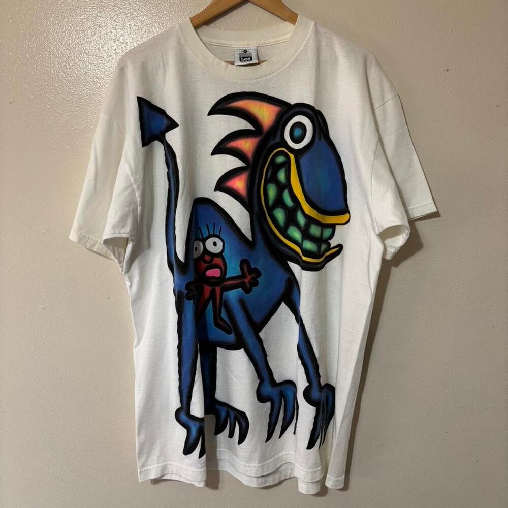 Vintage 1994 Gary Hirsch Signed Graphic Graffiti Art T-Shirt Size Men’s XL